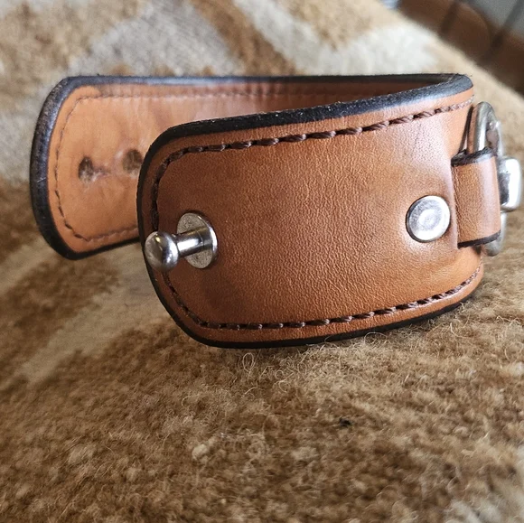 Rebecca Ray Snaffle Bit Cuff, Tan Leather, Equestrian Horse Girl Cuff Bracelet - Picture 5 of 8